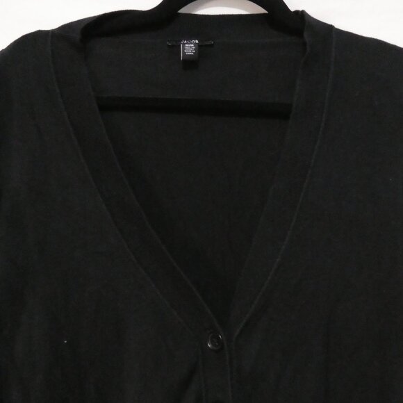 JACOB | medium | Black Knit Button-Up V-Neck Cardigan - Picture 4 of 16